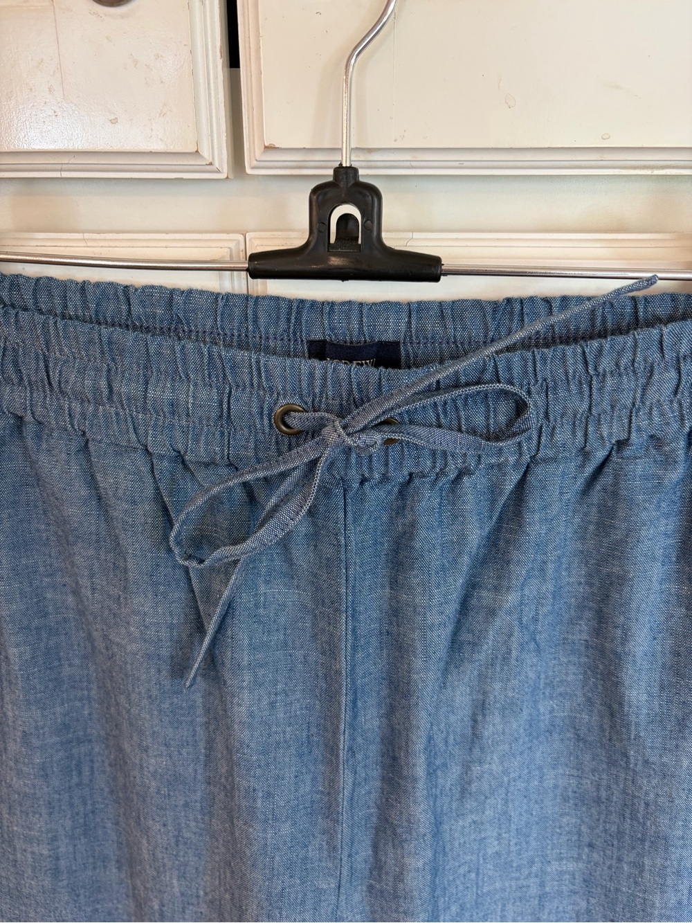 J. Crew Light Blue Drawstring Chambray linen style stretch waist pant size 8 NWT - Picture 2 of 9